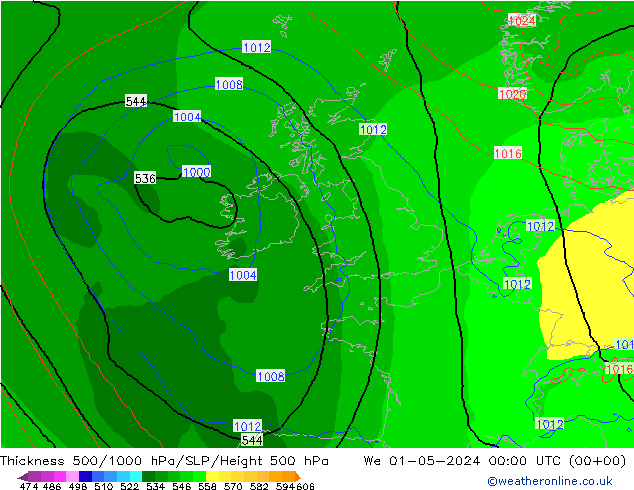 Thck 500-1000hPa ECMWF mer 01.05.2024 00 UTC