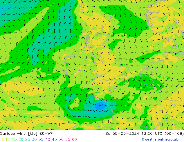 Vento 10 m ECMWF Dom 05.05.2024 12 UTC