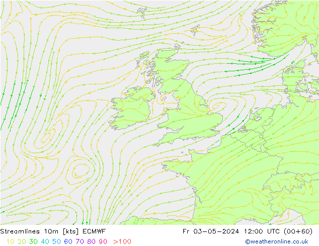 Streamlines 10m ECMWF Fr 03.05.2024 12 UTC