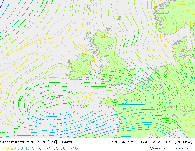 Streamlines 500 hPa ECMWF So 04.05.2024 12 UTC