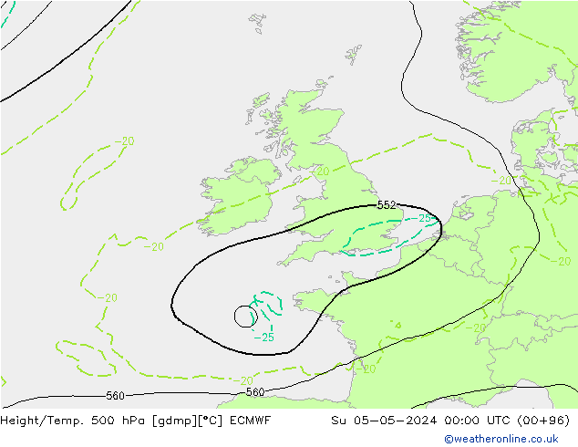 Z500/Rain (+SLP)/Z850 ECMWF  05.05.2024 00 UTC