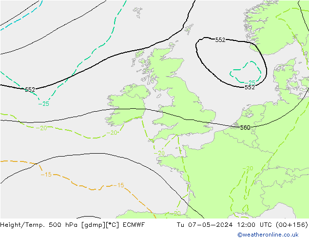 Z500/Yağmur (+YB)/Z850 ECMWF Sa 07.05.2024 12 UTC