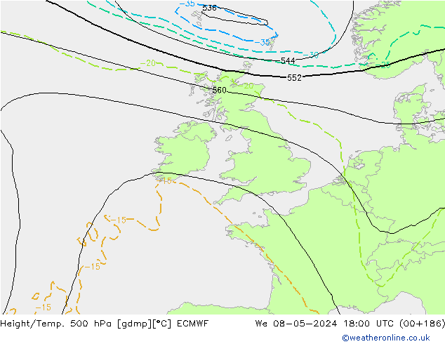 Height/Temp. 500 hPa ECMWF  08.05.2024 18 UTC