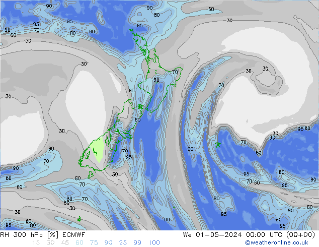 RH 300 hPa ECMWF We 01.05.2024 00 UTC