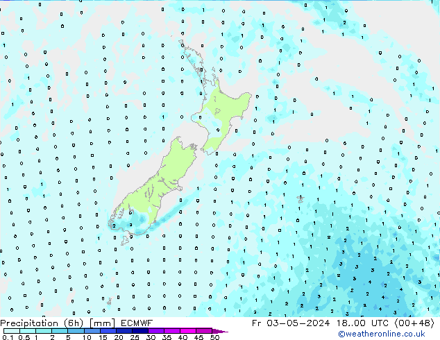 Precipitación (6h) ECMWF vie 03.05.2024 00 UTC