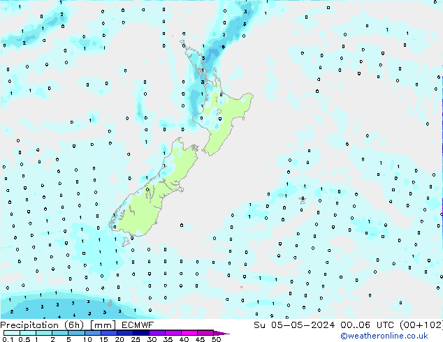 Z500/Rain (+SLP)/Z850 ECMWF Su 05.05.2024 06 UTC