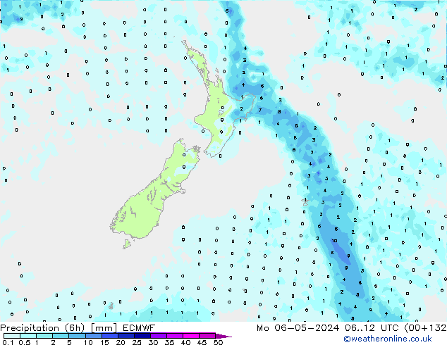 Z500/Rain (+SLP)/Z850 ECMWF Mo 06.05.2024 12 UTC