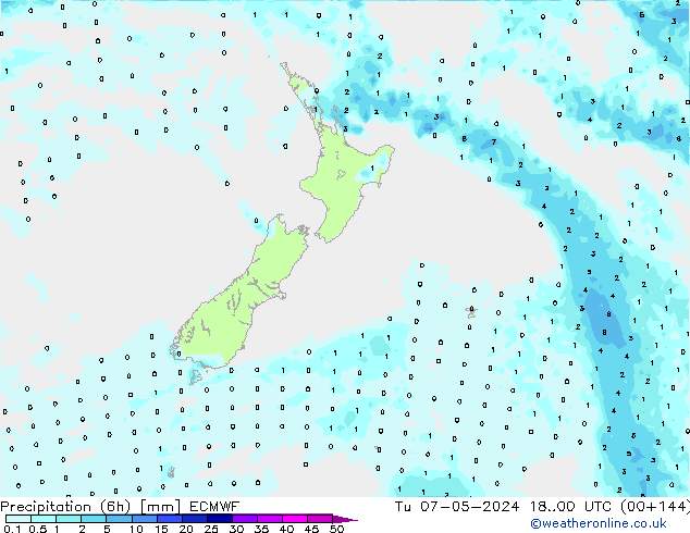 Precipitazione (6h) ECMWF mar 07.05.2024 00 UTC