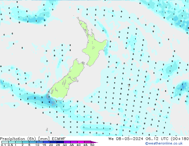 Z500/Rain (+SLP)/Z850 ECMWF mer 08.05.2024 12 UTC