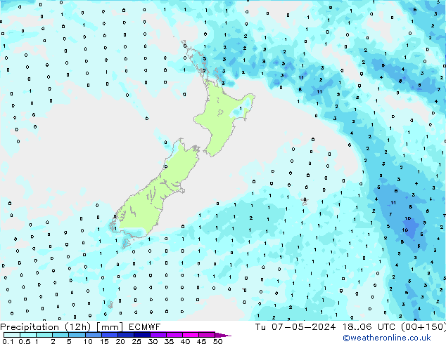 Yağış (12h) ECMWF Sa 07.05.2024 06 UTC