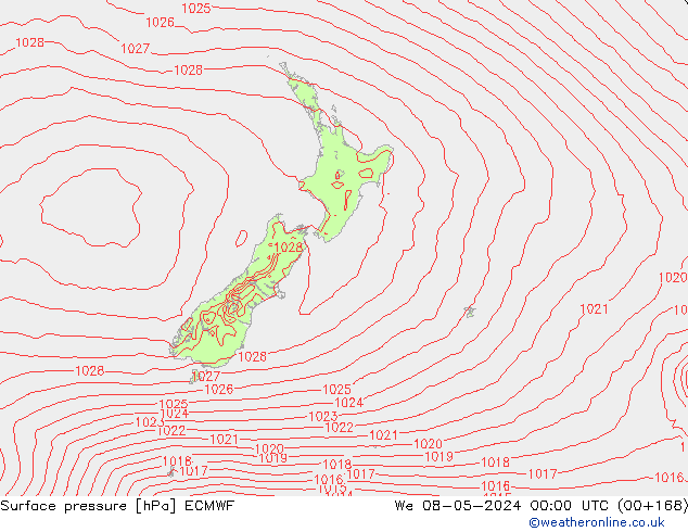 Surface pressure ECMWF We 08.05.2024 00 UTC