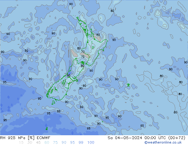 RH 925 hPa ECMWF sab 04.05.2024 00 UTC