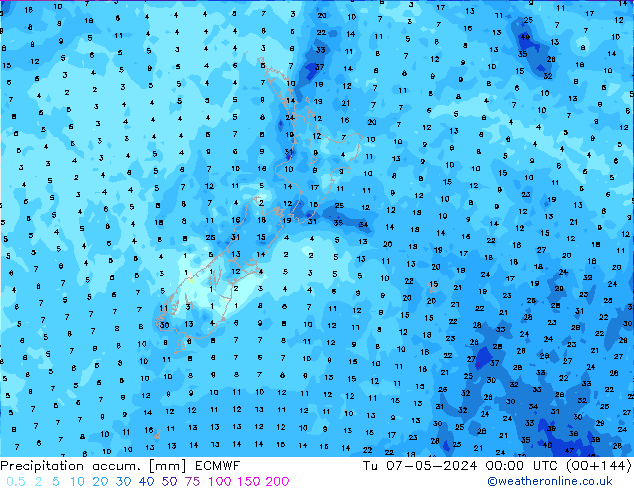 Precipitation accum. ECMWF mar 07.05.2024 00 UTC