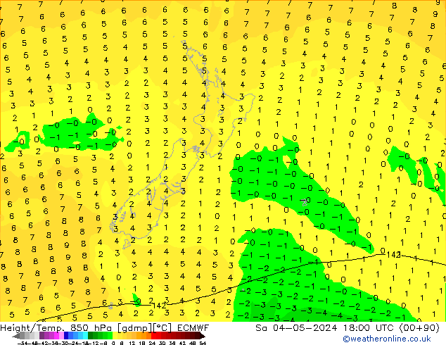 Z500/Rain (+SLP)/Z850 ECMWF Sa 04.05.2024 18 UTC