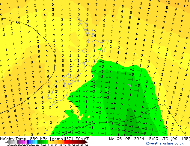 Z500/Rain (+SLP)/Z850 ECMWF пн 06.05.2024 18 UTC