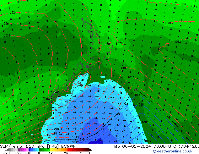 850 hPa Yer Bas./Sıc ECMWF Pzt 06.05.2024 06 UTC