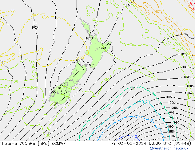 Theta-e 700hPa ECMWF  03.05.2024 00 UTC