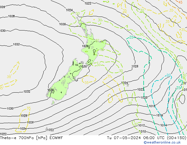 Theta-e 700hPa ECMWF mar 07.05.2024 06 UTC