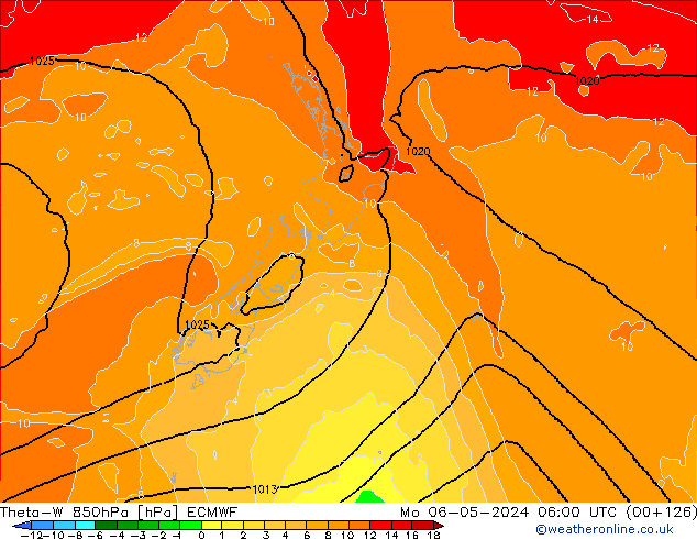 Theta-W 850hPa ECMWF ma 06.05.2024 06 UTC