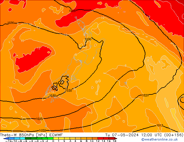 Theta-W 850hPa ECMWF mar 07.05.2024 12 UTC