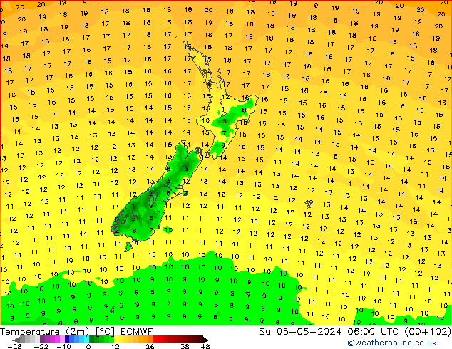 Temperatura (2m) ECMWF Dom 05.05.2024 06 UTC