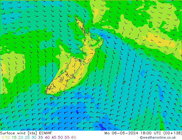 Viento 10 m ECMWF lun 06.05.2024 18 UTC