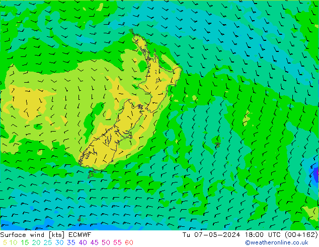 Rüzgar 10 m ECMWF Sa 07.05.2024 18 UTC