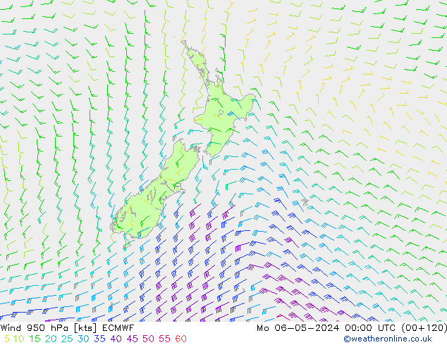 Wind 950 hPa ECMWF Mo 06.05.2024 00 UTC