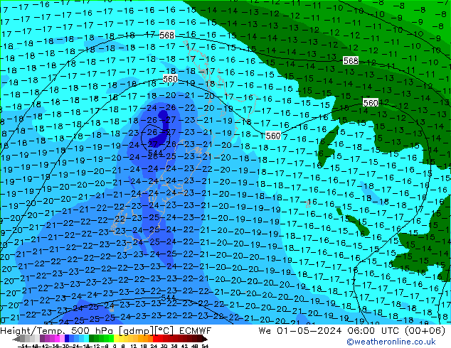 Z500/Rain (+SLP)/Z850 ECMWF ср 01.05.2024 06 UTC