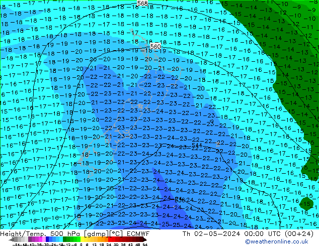 Z500/Rain (+SLP)/Z850 ECMWF Th 02.05.2024 00 UTC