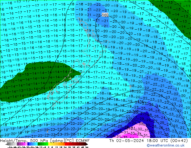 Z500/Rain (+SLP)/Z850 ECMWF Th 02.05.2024 18 UTC