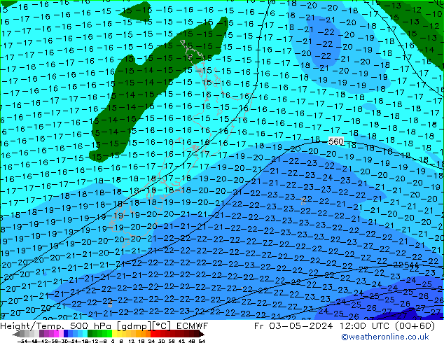 Z500/Rain (+SLP)/Z850 ECMWF vie 03.05.2024 12 UTC