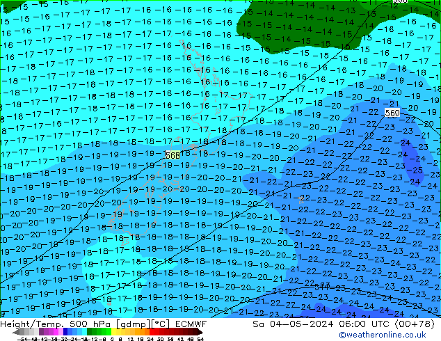 Z500/Rain (+SLP)/Z850 ECMWF сб 04.05.2024 06 UTC