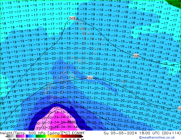 Z500/Regen(+SLP)/Z850 ECMWF zo 05.05.2024 18 UTC