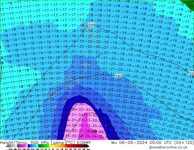 Z500/Rain (+SLP)/Z850 ECMWF Mo 06.05.2024 00 UTC