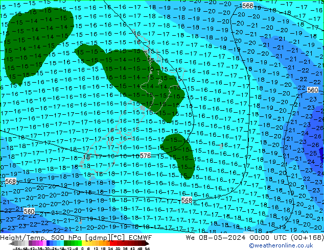 Z500/Rain (+SLP)/Z850 ECMWF We 08.05.2024 00 UTC