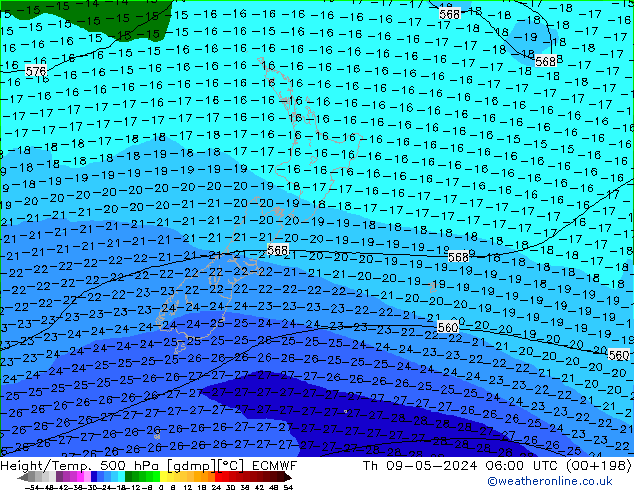 Z500/Rain (+SLP)/Z850 ECMWF Qui 09.05.2024 06 UTC