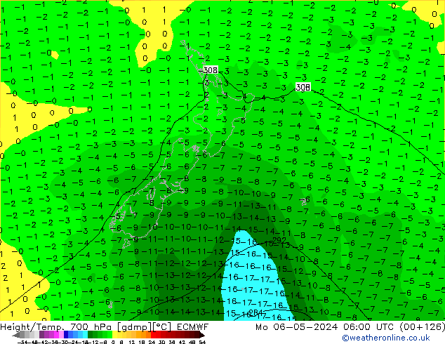 Height/Temp. 700 hPa ECMWF Po 06.05.2024 06 UTC