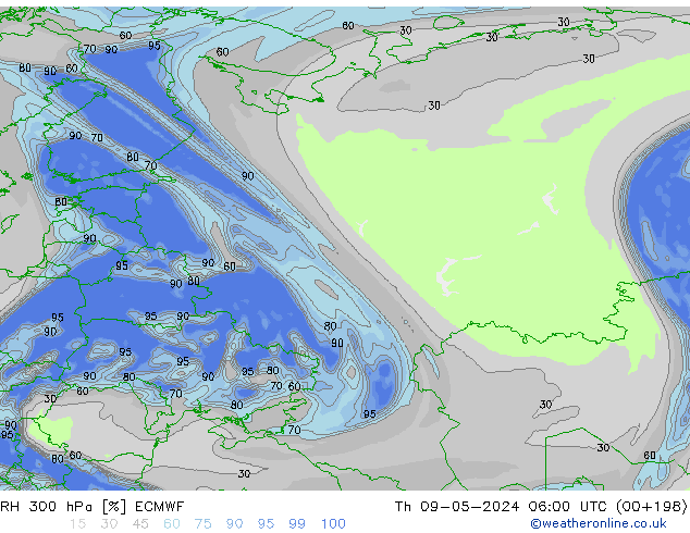 300 hPa Nispi Nem ECMWF Per 09.05.2024 06 UTC