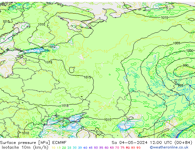 Isotachs (kph) ECMWF So 04.05.2024 12 UTC