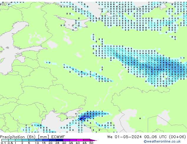 Z500/Rain (+SLP)/Z850 ECMWF mer 01.05.2024 06 UTC