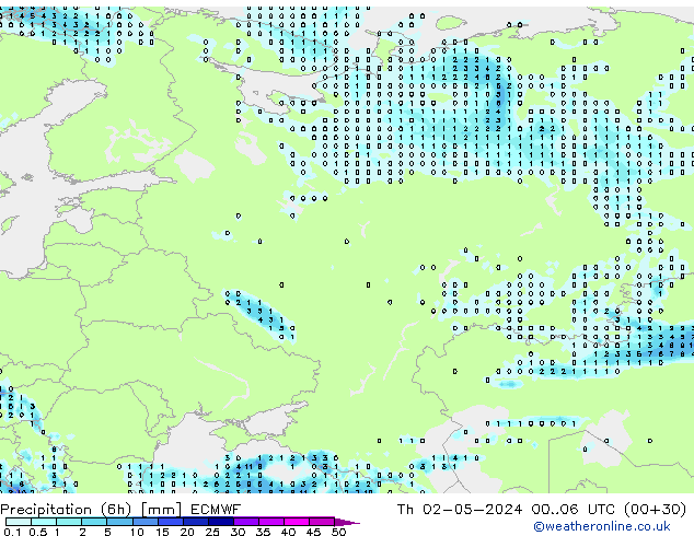 Z500/Rain (+SLP)/Z850 ECMWF czw. 02.05.2024 06 UTC