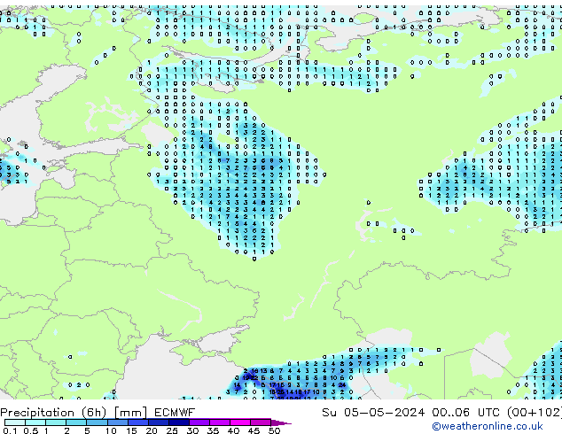 Précipitation (6h) ECMWF dim 05.05.2024 06 UTC