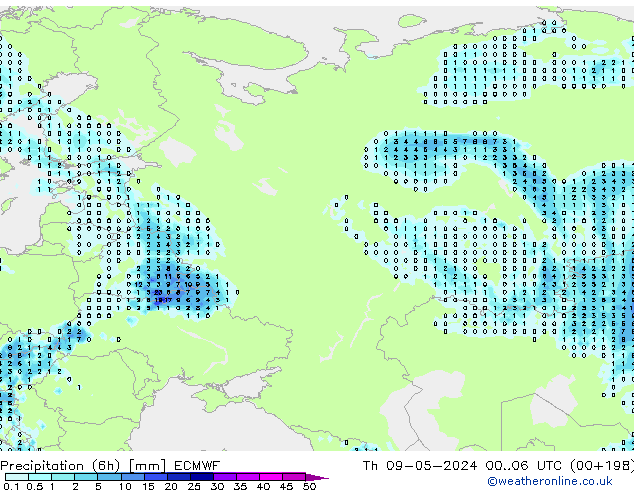 Precipitazione (6h) ECMWF gio 09.05.2024 06 UTC