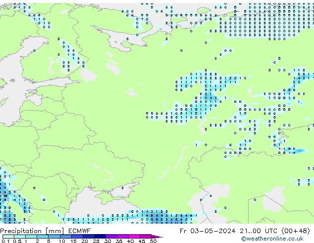 Precipitazione ECMWF ven 03.05.2024 00 UTC