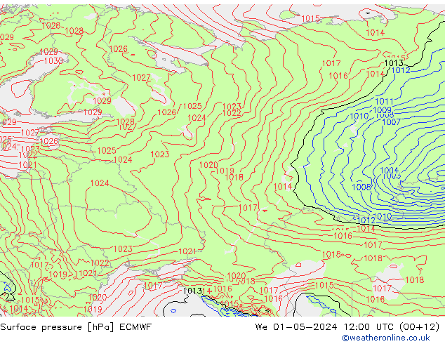 Yer basıncı ECMWF Çar 01.05.2024 12 UTC