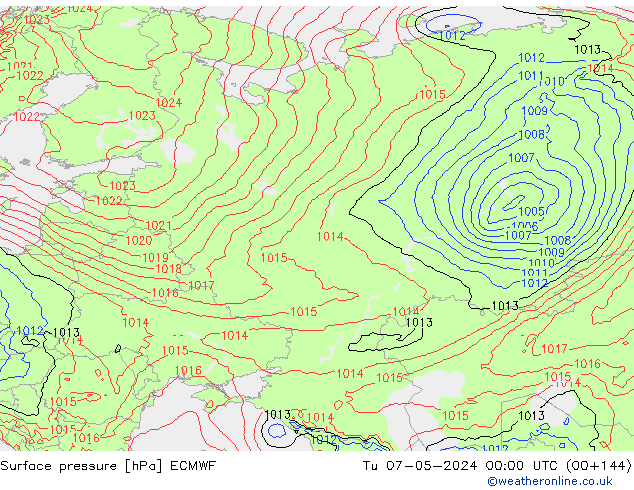 Bodendruck ECMWF Di 07.05.2024 00 UTC