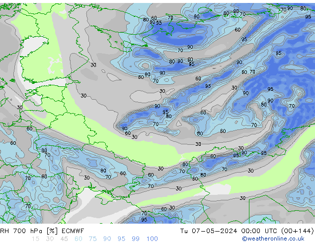 RV 700 hPa ECMWF di 07.05.2024 00 UTC