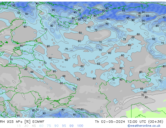 RH 925 hPa ECMWF Qui 02.05.2024 12 UTC