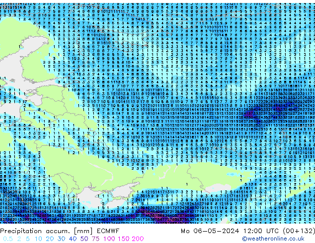 Precipitation accum. ECMWF Po 06.05.2024 12 UTC